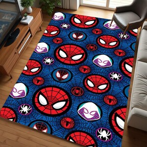 Spiderman, Spider man Rug, Cartoon Character Rug, Washable Rug, Non Slip Rug, Saloon Rug, Livingroom Rug, Popular Rug, Boy Room Gift