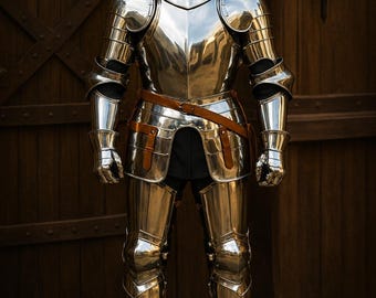 Handcrafted Full Plate Knight Armor Suit – Handcrafted Polished Steel Wearable Armor | Gothic 15th Century Style | LARP, Cosplay, Display