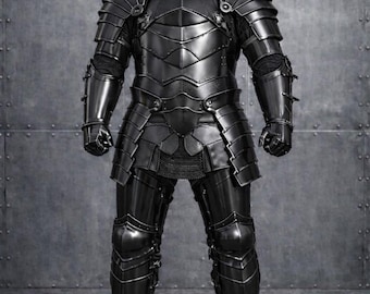 Black Gothic Knight Armor Suit – Full Plate Dark Steel Armor – Wearable Medieval Armor – LARP Cosplay Dark Knight Costume
