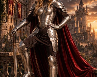 Royal Female Knight Armor Costume | Medieval Queen Armor Set | Fantasy Warrior Outfit for Women | Renaissance Cosplay | LARP Armor Costume