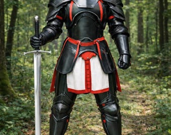 Black Handmad Gothic Knight Armor Suit with – Full Plate Medieval Armor – Wearable Steel LARP Cosplay Costume – Dark Knight Throne Display