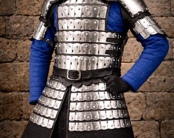 Lamellar Armor Steel Cuirass Viking Armor with Pauldrons Tassets Medieval LARP Cosplay Costume
