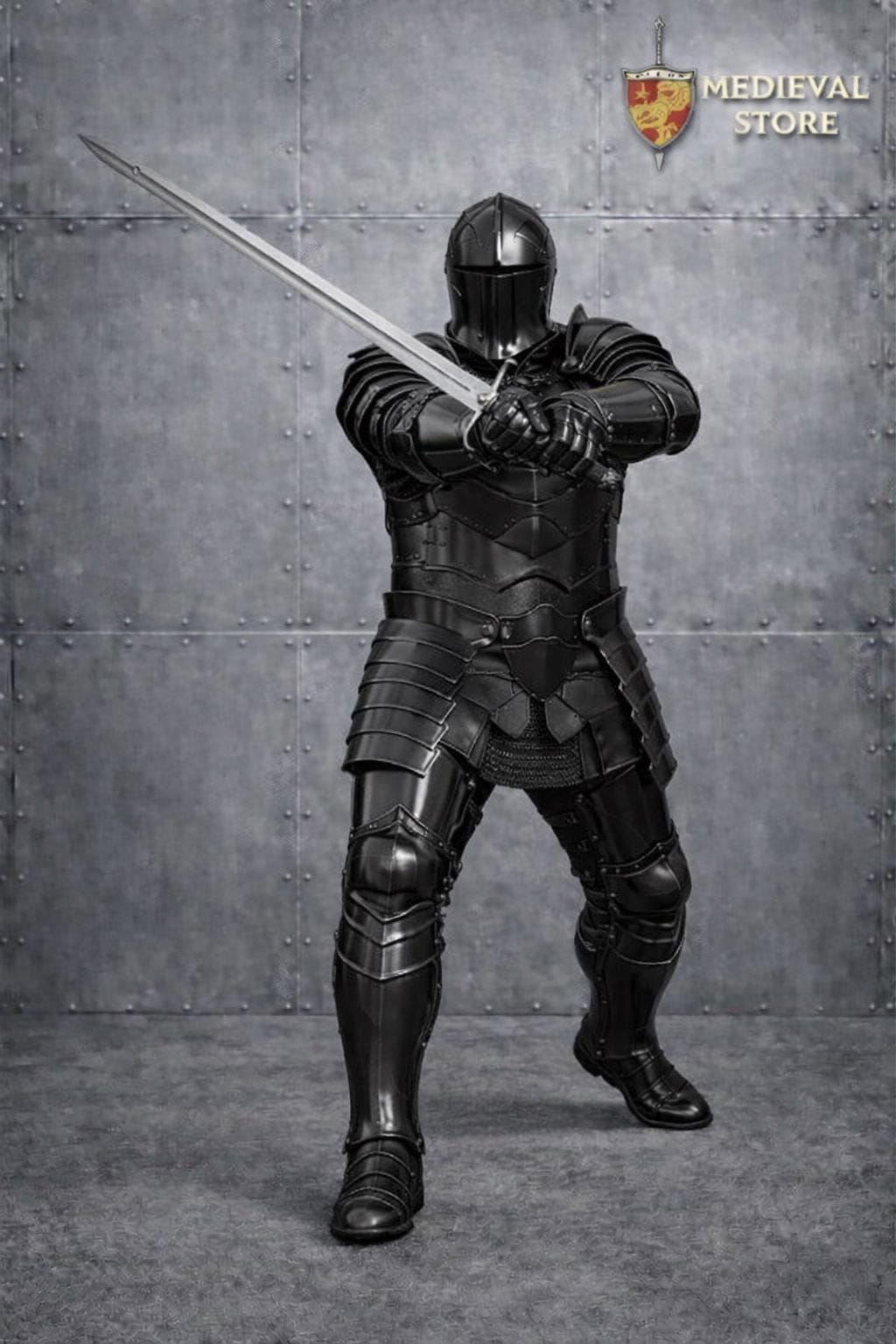 Black Gothic Knight Armor Suit – Full Plate Dark Steel Armor – Wearable ...