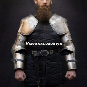 Medieval Knight Full Plate Arm Armor Larp Pair Of Bracers Protection Armor