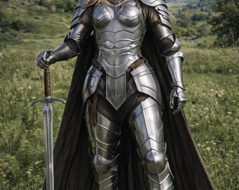 Women Medieval Armor Set, Fantasy Warrior Cosplay Armor, Steel Renaissance Knight Suit, LARP Costume Women Female Knight Armor Costume