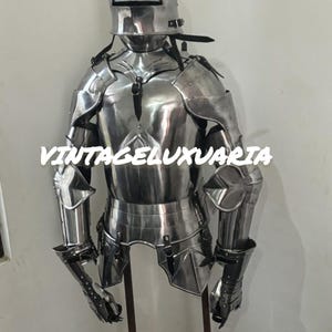 Gothic Body Armour with Sallet Helmet and Bevour – Hand-Forged Metal Armour, for Medieval Reenactment, LARP & Cosplay Gothic armor set