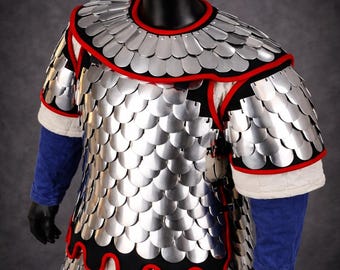 Handmade Steel Lamellar Armor Cuirass – Medieval, Mongol, Byzantine Style – LARP Cosplay Shoulder Guards  Helloween Gift