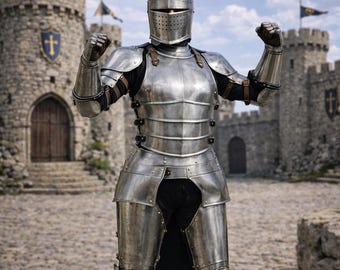 Lady Full Plate Armor with Helmet – Knight Costume, Steel Armor Suit for LARP & Renaissance Festival For Halloween