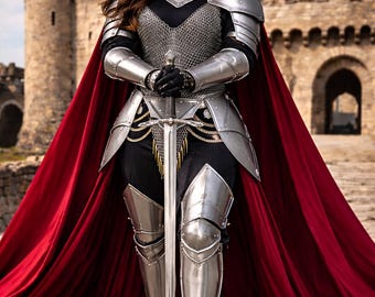 Queen Knight Armor Costume | Royal Lady Warrior Set, Medieval Renaissance Cosplay LARP | Gift