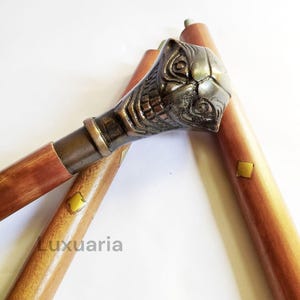 Walking Stick Joker Handle Wooden Victorian Foldable Cane Collectible Men&#39;s Gift, Husband Gift, Anniversary, Halloween  NEW HANDMADE Gift