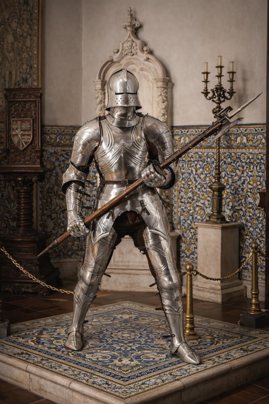 Medieval Full Plate Knight Armor With Halberd – Gothic Steel Suit of ...