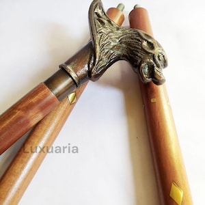 Handmade Solid carnivore Head Handle Walking Cane Antique Style Solid Nautical Wooden Walking Stick A Great Gift Item for Adult