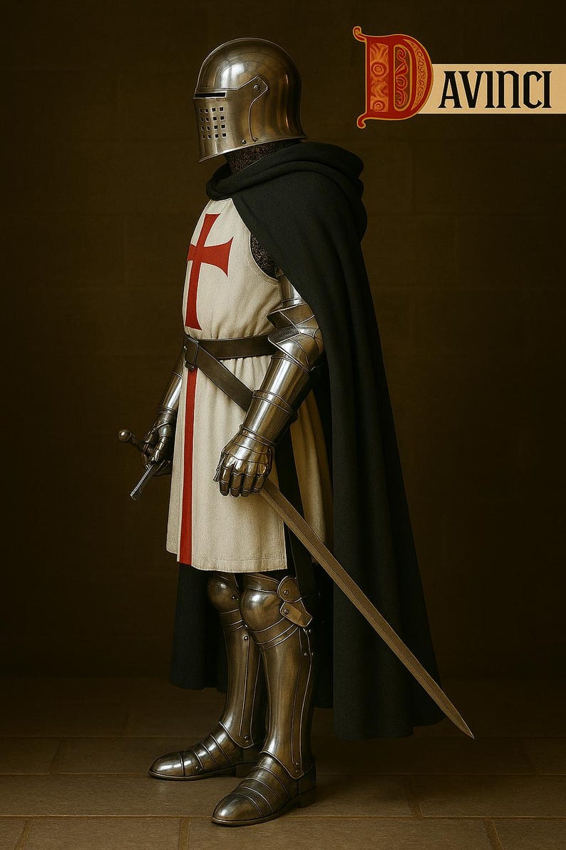 Full Steel Templar Knight Armor Set – Crusader Suit With Red Cross ...