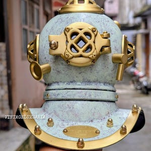 US Navy Mark V Deep Sea 8&quot;  Divers Helmet – Antique Scuba Diving Replica | Anniversary Gift