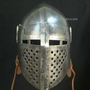 Bascinet Knight Blackened Helmet Medieval Medieval Reproduction | Barbuta Visored Helmet ~ LARP Cosplay Halloween Costume ~ Barbuta Helmet