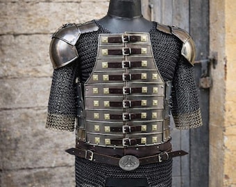 Medieval Lamellar Armor Cuirass with Chainmail – Handmade Steel Chest Plate, LARP Armor, Cosplay Knight Costume, Historical Reenactment Gear