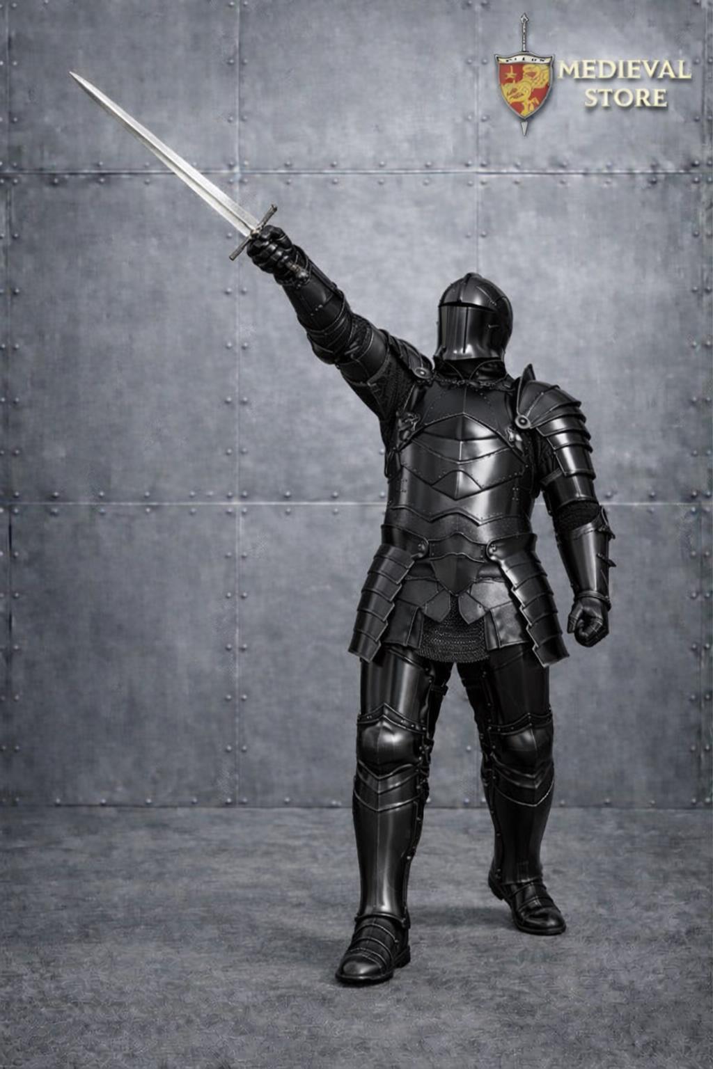 Black Gothic Knight Armor Suit – Full Plate Dark Steel Armor – Wearable ...