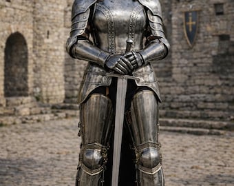 Lady Knight Steel Armor Cuirass | Medieval LARP Cosplay Costume Armor | Renaissance Cosplay Outfit, Steel Warrior Armor Set