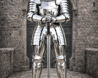Medieval Gothic Full Plate Armor Suit – Polished Steel Knight Armor | Wearable LARP Cosplay Renaissance LARP / cosplay / display armor