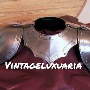 Medieval Pauldrons Shoulder With Gorget | Armor Knight Larp Reenactment Pauldrons Set With Gorget | Pauldrons And Gorget For LARP Costume