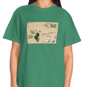 Camiseta inspirada no vintage FELIZ DIA DAS MÃES, cartão postal, camiseta unissex, presente para mãe, estampa botânica, uso casual, estilo verão, presente exclusivo