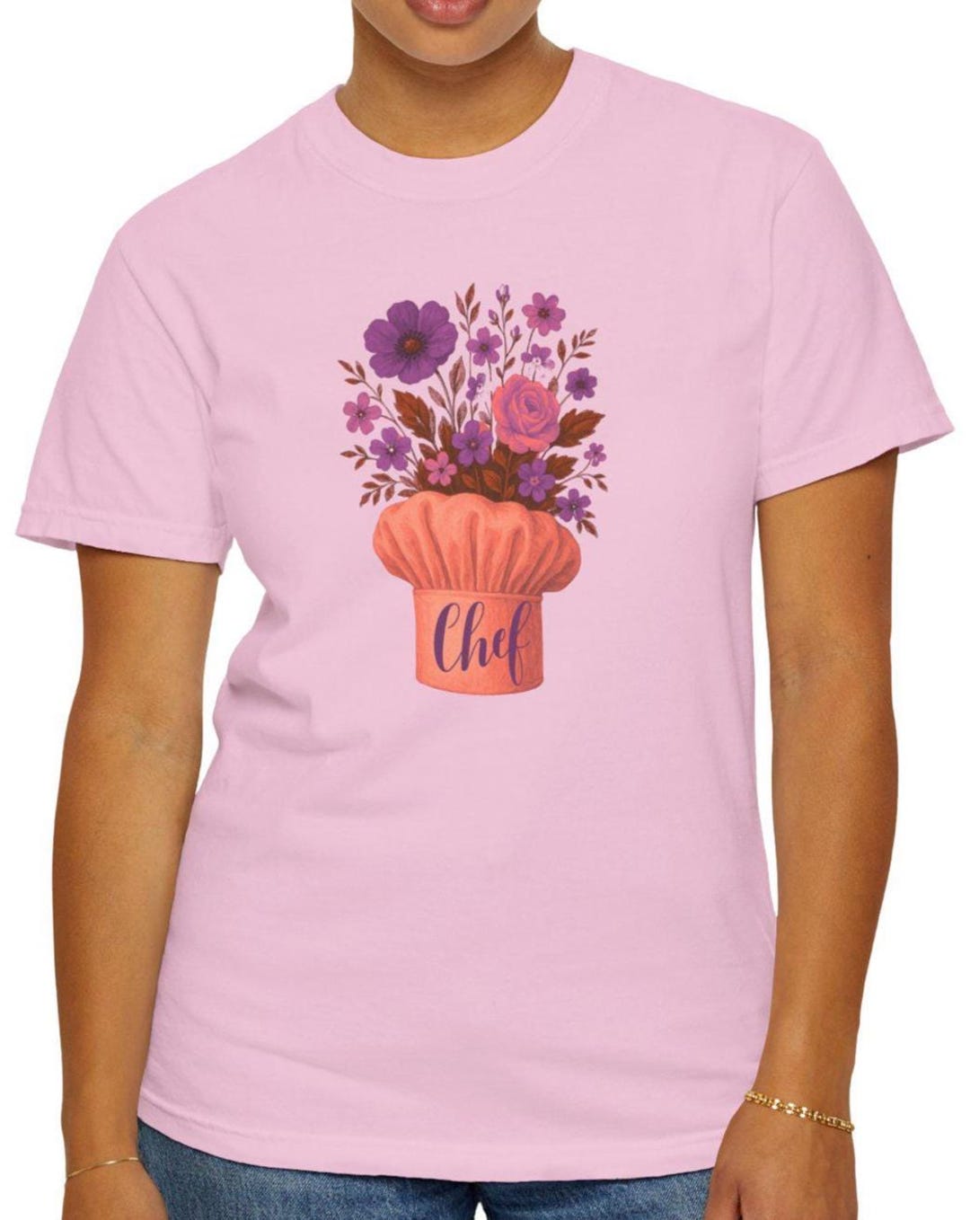 Floral Chef Hat T-shirt, Cooking Lover Gift, Culinary Apparel - Etsy