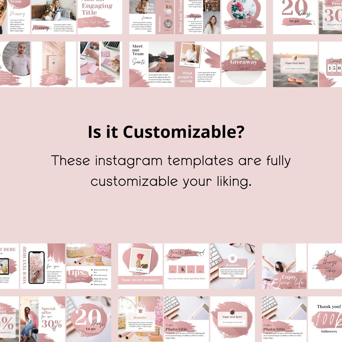 Pink Blush Instagram Post and Story Templates Editable Social Media ...