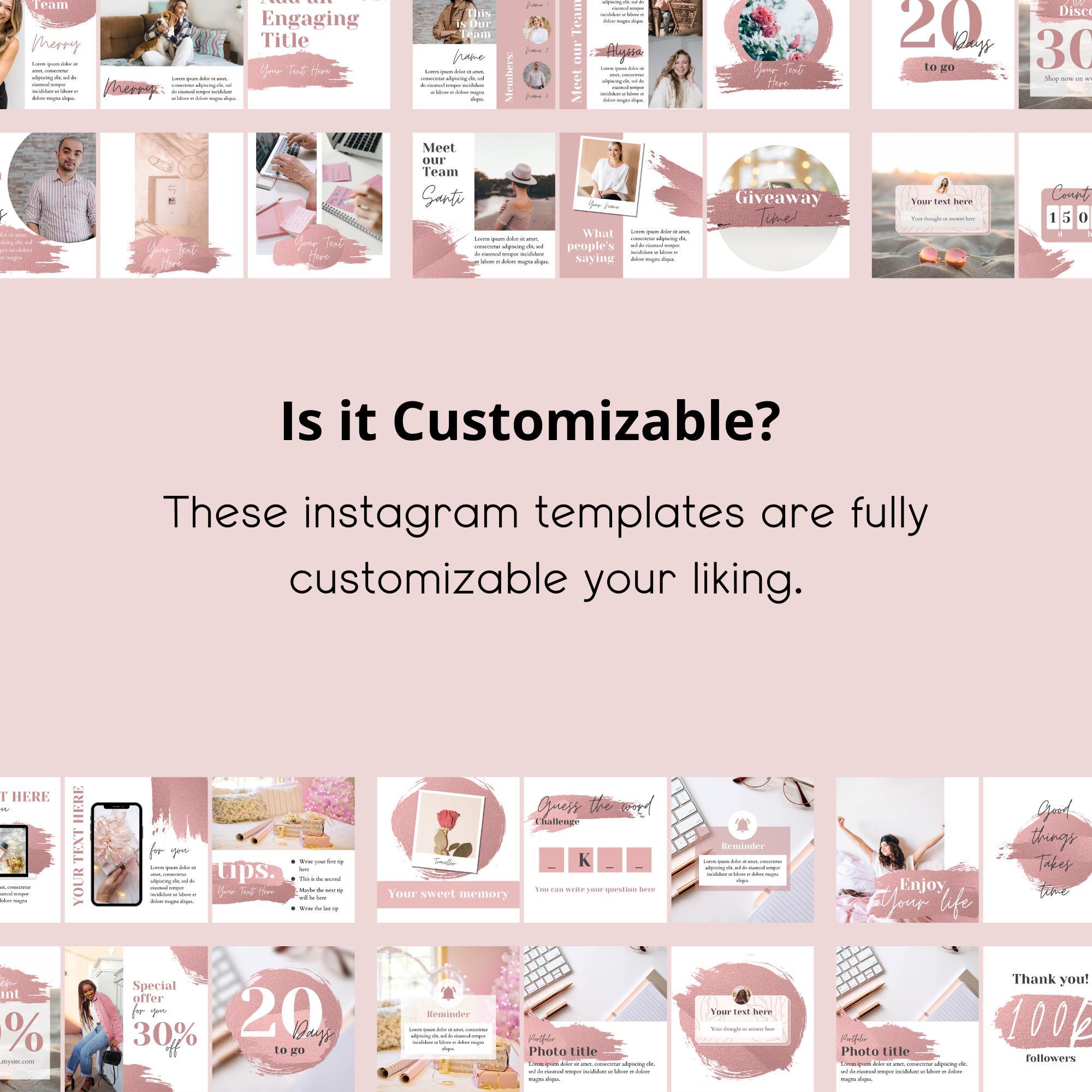 Pink Blush Instagram Post and Story Templates Editable Social Media ...