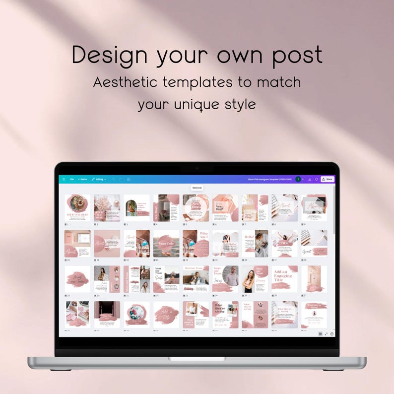 Pink Blush Instagram Post and Story Templates Editable Social Media ...