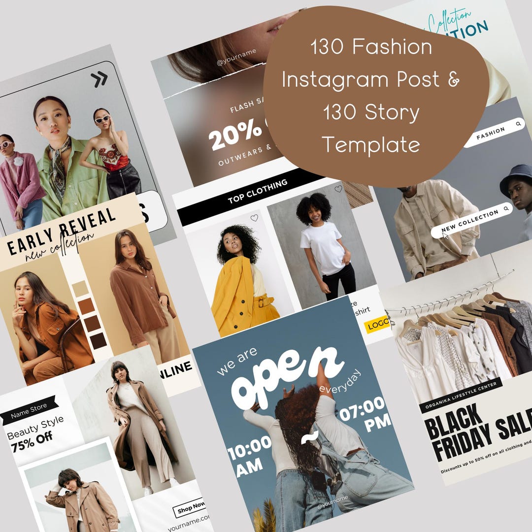 Fashion Instagram Post and Story Template Editable Social Media Content ...