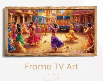 Danza de Festival Indio – Arte para TV | Descarga Digital | Decoración Cultural Colorida | Arte de Festival Indio | Decoracion India Fiestas