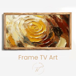 Arte abstracto dorado para Samsung The Frame TV – elegante Frame TV Art digital con remolinos modernos en tonos cálidos para decoración
