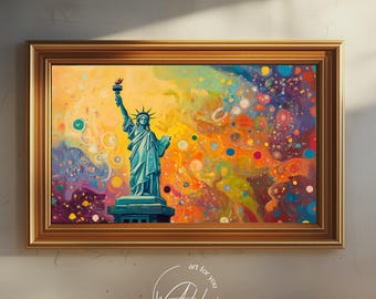 Arte de pared abstracto de la Estatua de la Libertad | Obra de arte de la libertad moderna | Arte de pared con temática de libertad | Impresión digital | 300 ppp | Descarga digital instantánea