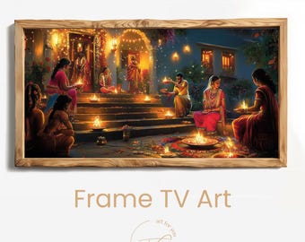 Arte digital Diwali para Samsung The Frame TV | Decoración de pared cultural india | Descarga instantánea 4K para pantallas