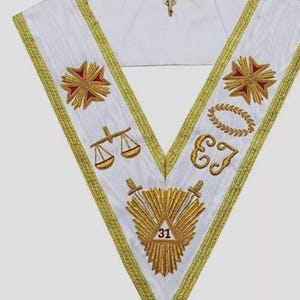 31st Degree Scottish Rite Collar - White Moire