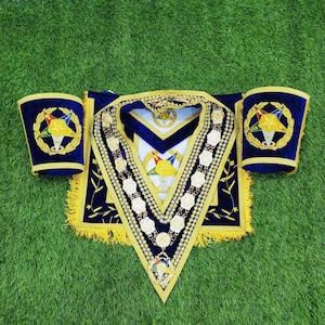 New Masonic Regalia Grand Associate Patron Apron With Collar & Cuffs