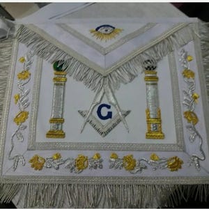 Masonic Regalia Master Mason Apron, Master Masonic Apron White, Free Mason Apron