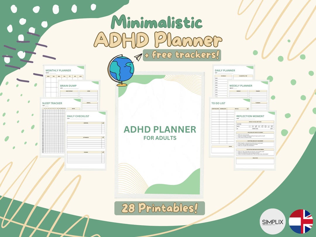 Minimalist ADHD Planner | Printable Daily & Weekly Organizer | Includes ...