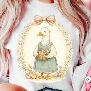 Vintage Easter Duck Illustration, Cottagecore Storybook Art, Watercolor Nursery Decor (Digital Download)