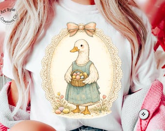 Vintage Easter Duck Illustration, Cottagecore Storybook Art, Watercolor Nursery Decor (Digital Download)