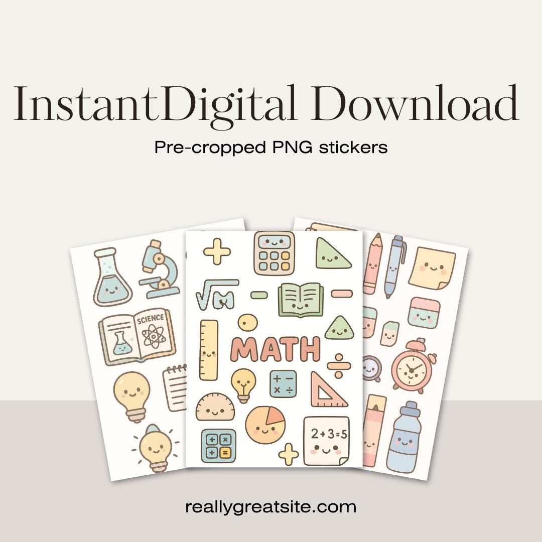 Pastel Study Stickers Kawaii Science Stickers: Pastel Study Planner Kit (digital Download) - Etsy