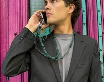 Gepersonaliseerde paracord-telefoonriem: crossbody-sleutelkoord met hoesjeadapter | Vaderdagcadeau voor hem