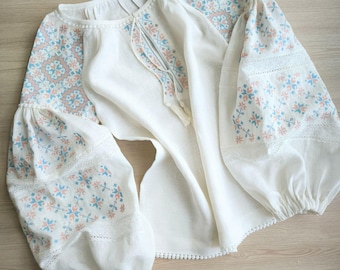 Embroidered Linen Blouse | Ukrainian Vyshyvanka, Boho Folk Shirt