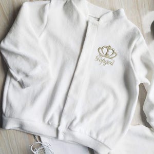 Velour Baptism Outfit | Baby Christening Suit with Embroidery | Personalized Baptism Set | Velour Bomber & Joggers | Luxury Gift for Newborn