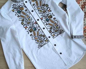 Embroidered Linen Boy’s Vyshyvanka Shirt | Traditional Sokal Style