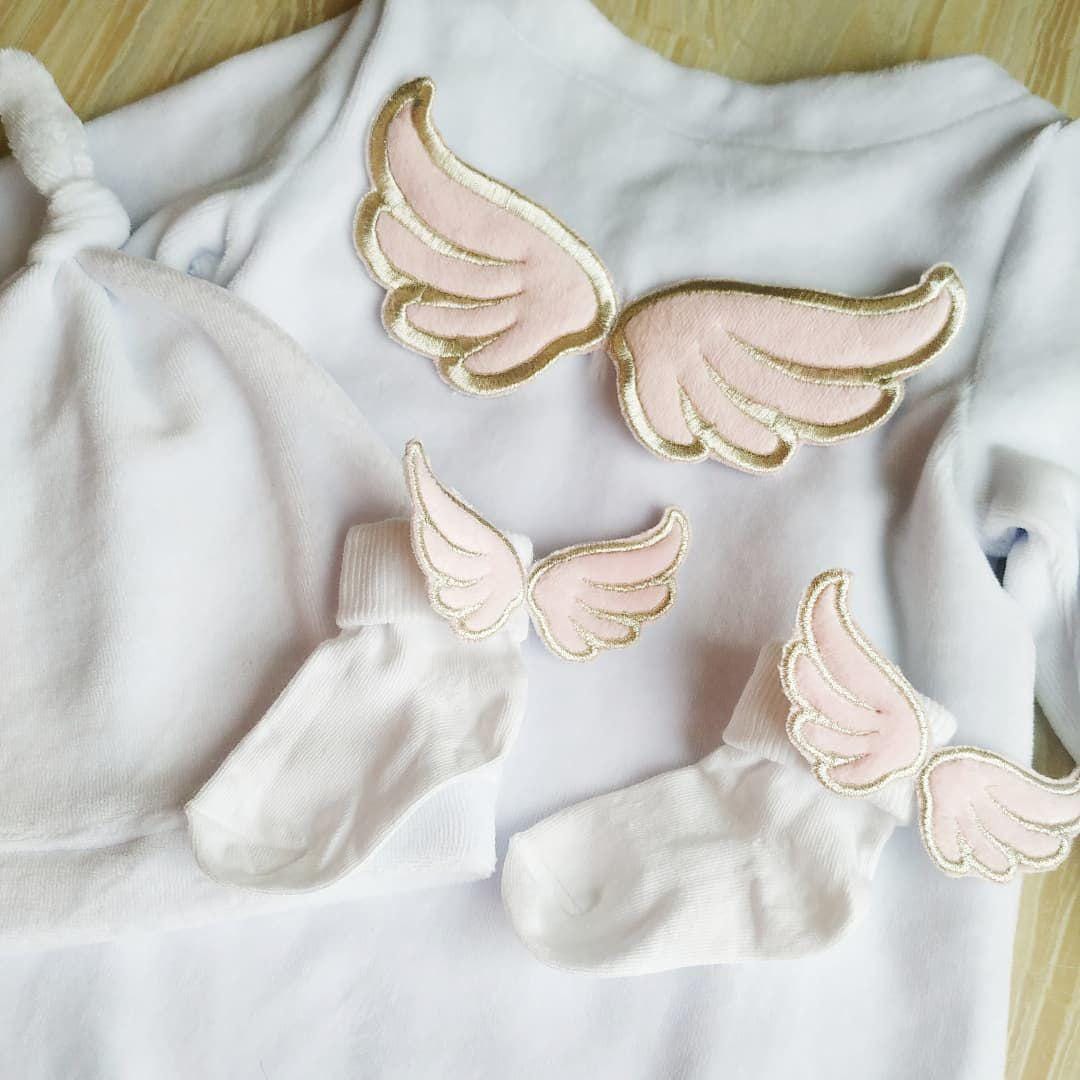 Angel Wings Baptism Outfit: Personalized Cotton Velour Christening Set