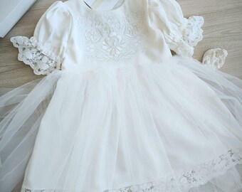 Embroidered Girl's Cotton Dress: Petrykivka Handmade Outfit