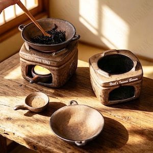 Japanese Ceramic Tea Leaf Roaster, Candle Warmer for Tea, Hojicha Roasting Pot, Essential Oil Burner, Aromatherapy Diffuser, Zen Home Decor