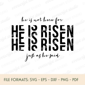 Il est ressuscité SVG | Pâques chrétien SVG | Verset biblique coupé fichier | Design Dimanche de la Résurrection pour Cricut et Silhouette