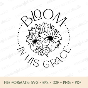 Mamma cristiana SVG / Citazione "Blocca nella sua grazia" / Disegno a sublimazione per la festa della mamma / File digitale Cricut e Silhouette